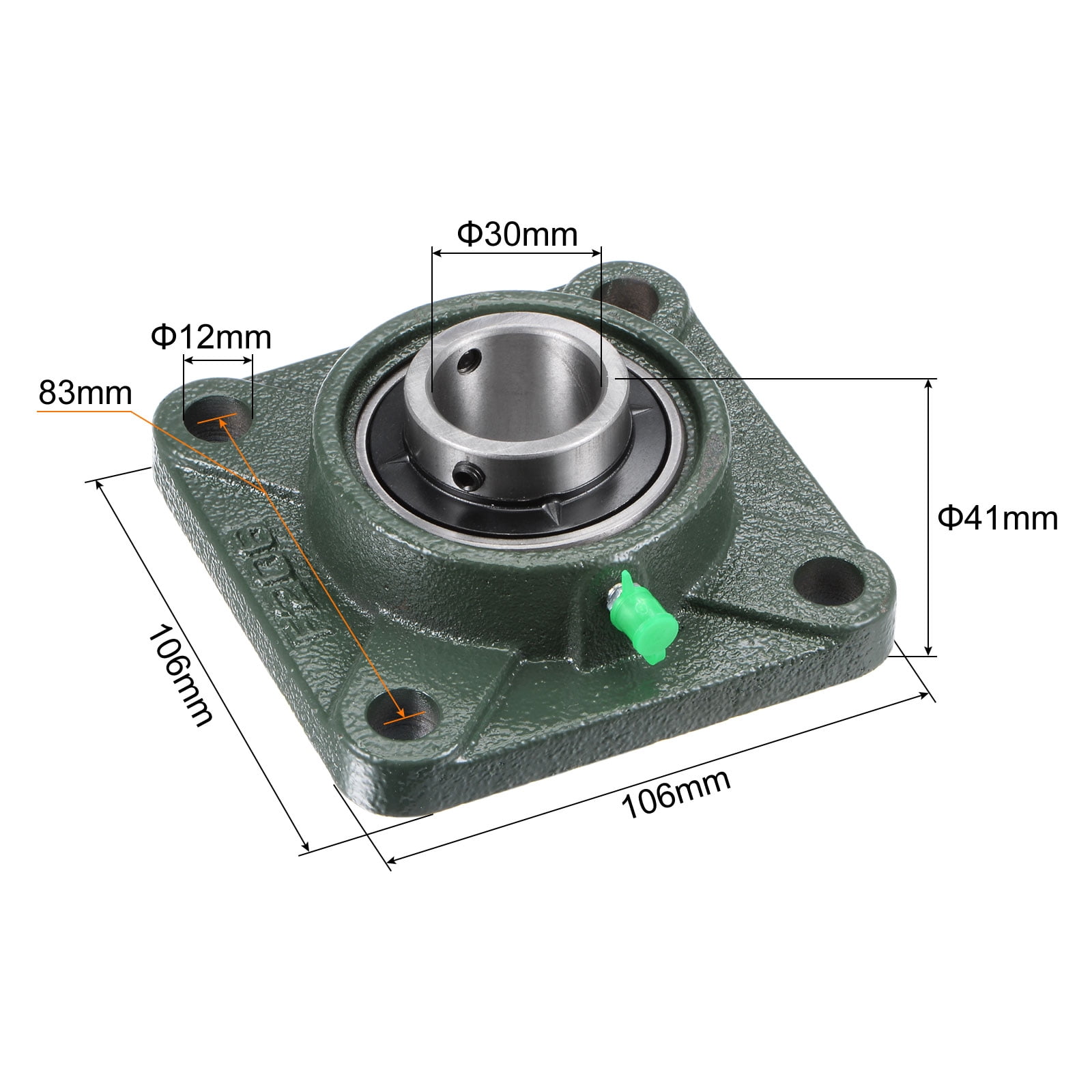 Uxcell UCF206 Flange Block Bearings 30mm Bore Cast Iron Bearing Unit Set Screw Lock