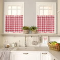 thumbnail image 4 of Red Valentines Love 3 PCS Kitchen Curtain Valance and Tiers Set,Rod Pocket Small Half Tier Valances Window Curtains Panel,Valentine Plaid Stripes Spring Holiday White 55"x24" (2 Tiers & Valance), 4 of 5