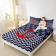 thumbnail image 4 of jejeloiu Red Ship Anchor Queen Sheet Sets,Geometric Waves Stripes Flat Sheet,Navigation Theme Queen Fitted Sheet For Boys,Breathable Home Decor,4pcs, 4 of 7