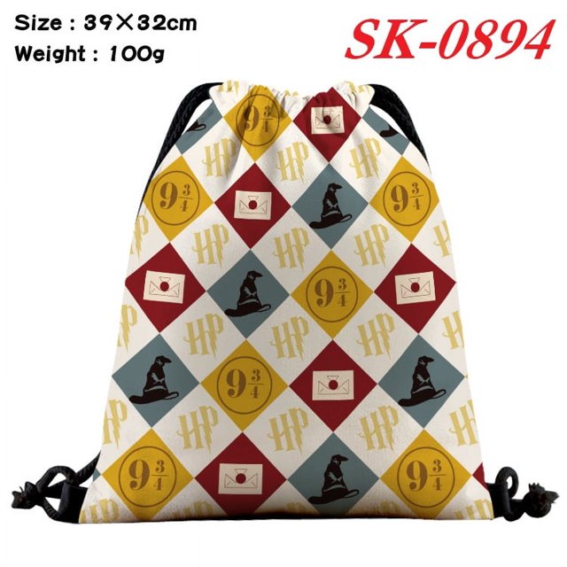 2025 Nueva mochila con cordón de lona de Harries Potters para hombre y mujer, mochila organizadora de bolsillo, bolsa de juguetes