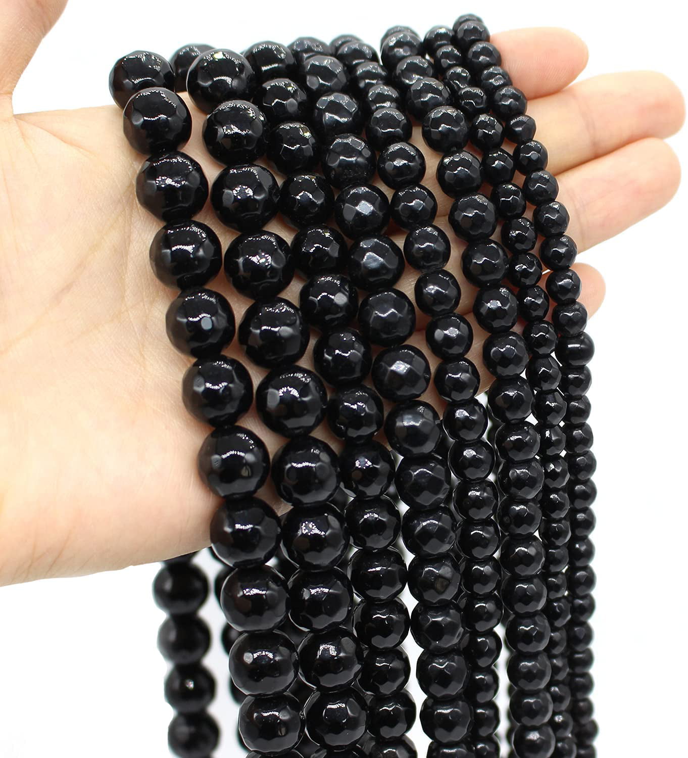 10 Strands Round Natural Black Agate Stone Beads 6mm 15" Gemstone Jewelry Loose 