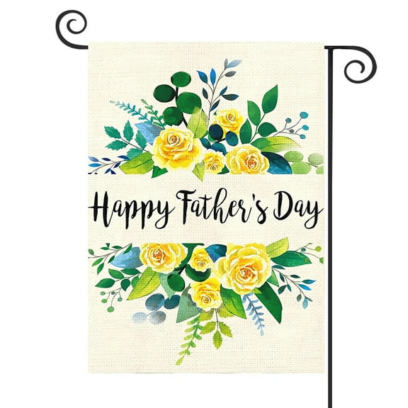 DMERBYL Happy Father's Day Garden Flag Floral Rose Daddy Papa Vertical Flag 12 x 18 Inch Double Sided Burlap Outdoor Decoration for Grandpa Father's Day Gift Outdoor Home Decor (ONLY FLAG)