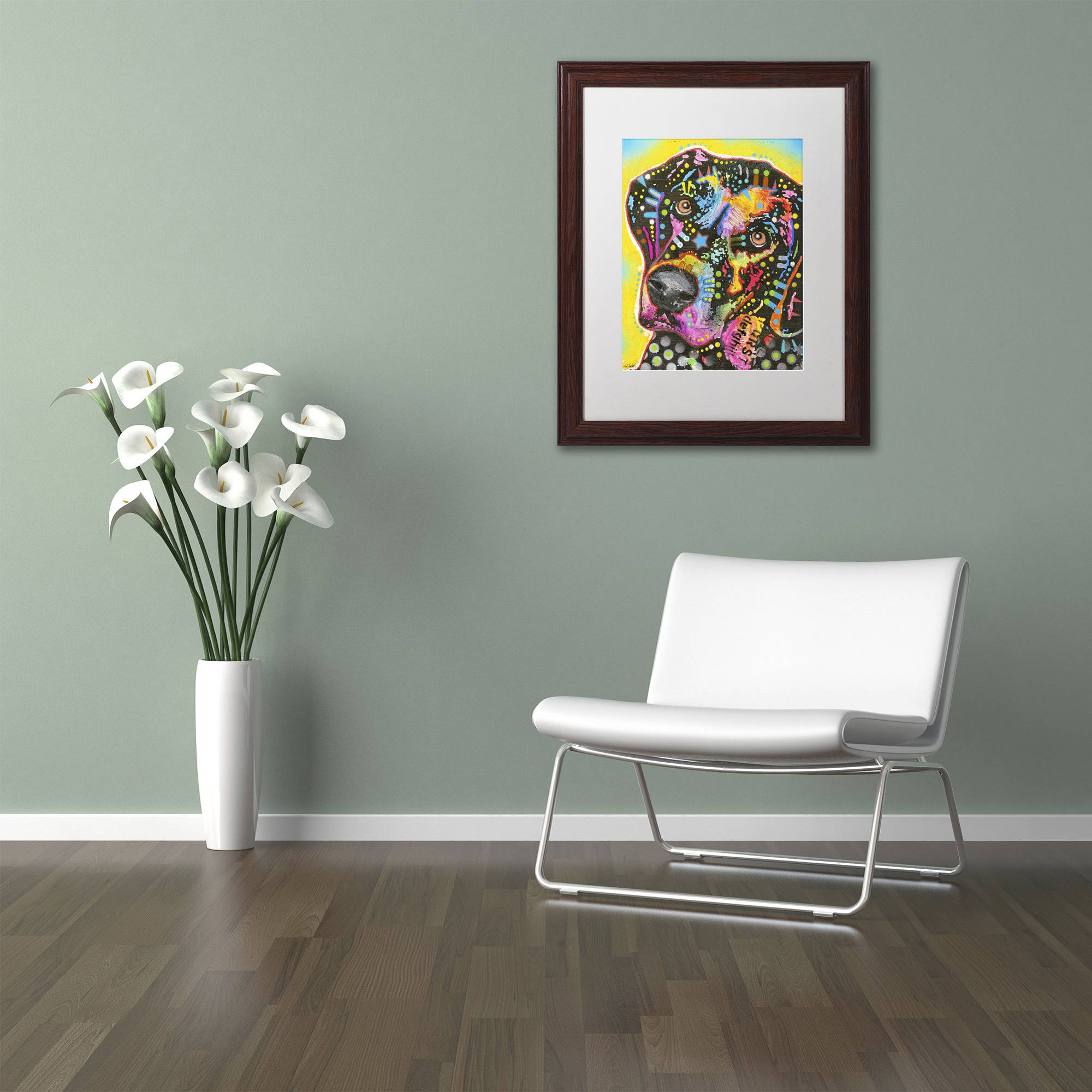 Trademark Fine Art "5" Canvas Art by Dean Russo, White Matte, Wood Frame