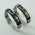 thumbnail image 4 of Men Bracelet Titanium Steel Cross Bracelet Lord Prayer Bracelet for Christian, 4 of 10