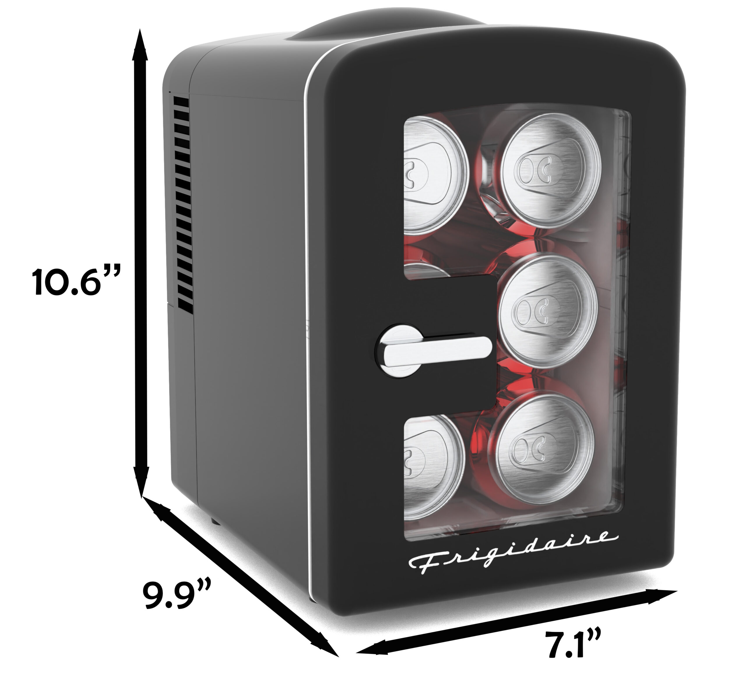 Restored Frigidaire 18 in. 6-Can 4-Liter Mini Beverage Cooler in Black EFMIS186-B-BLACK, Includes 110V home power cord & 12V DC car adapter (Refurbished)