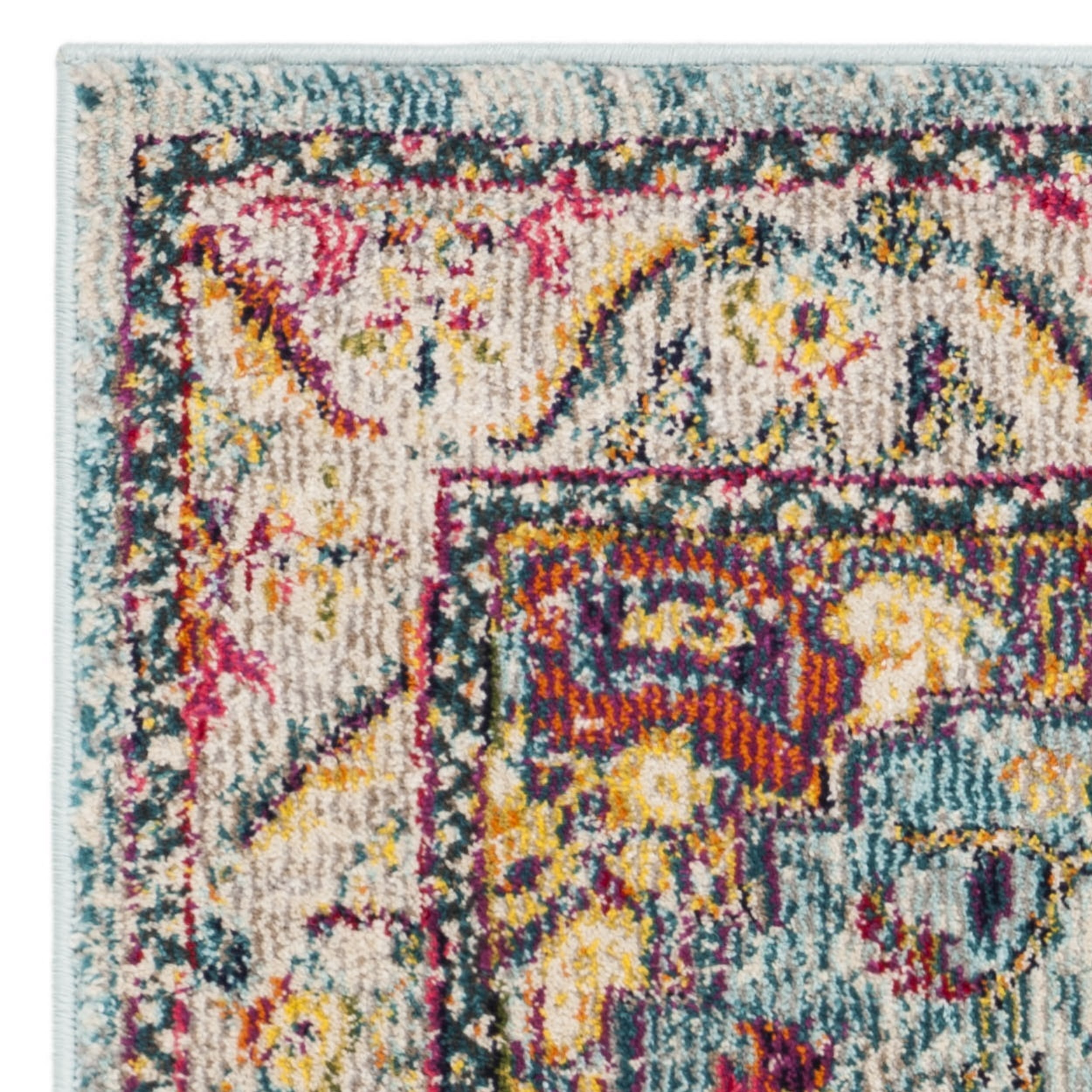 SAFAVIEH Phoenix Brooklyn Border Area Rug, Turquoise/Beige, 3' x 5'