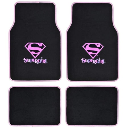 Supergirl DC Comics Logo Front & Rear Seat Car Truck SUV Carpet Floor Mats - 4PC