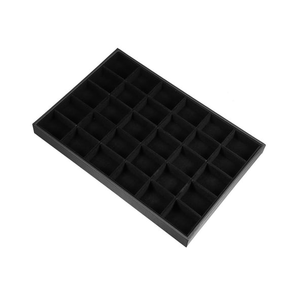 Vocoste 30 Grid Jewelry Tray Stackable Tray Showcase for Rings Earrings Necklace Bracelet Pendants Black