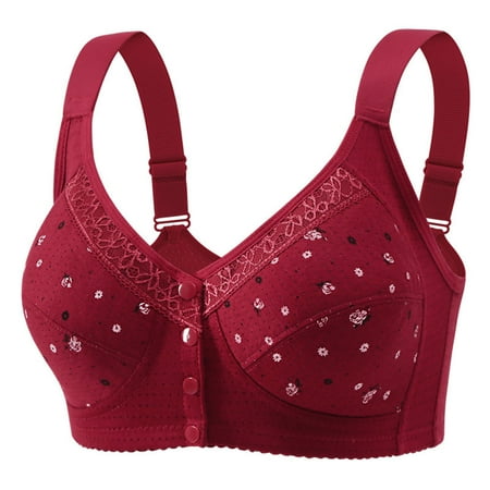 Wireless Bras for Women  Women s Non Steel Ring Thin Collection Underwear Daily Bra(Red XL)