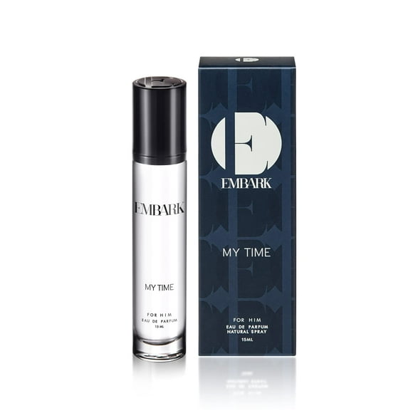 Embark My Time For Him Eau de Parfum pour Hommes 15ml, 0.5 Fl.oz. / Parfum Premium Longue Durée pour Garçons - avec des Notes de Bergamote, Patchouli, Boisée, Ambre & Terreuse / Cadeau Parfait pour Mari, Petit Ami