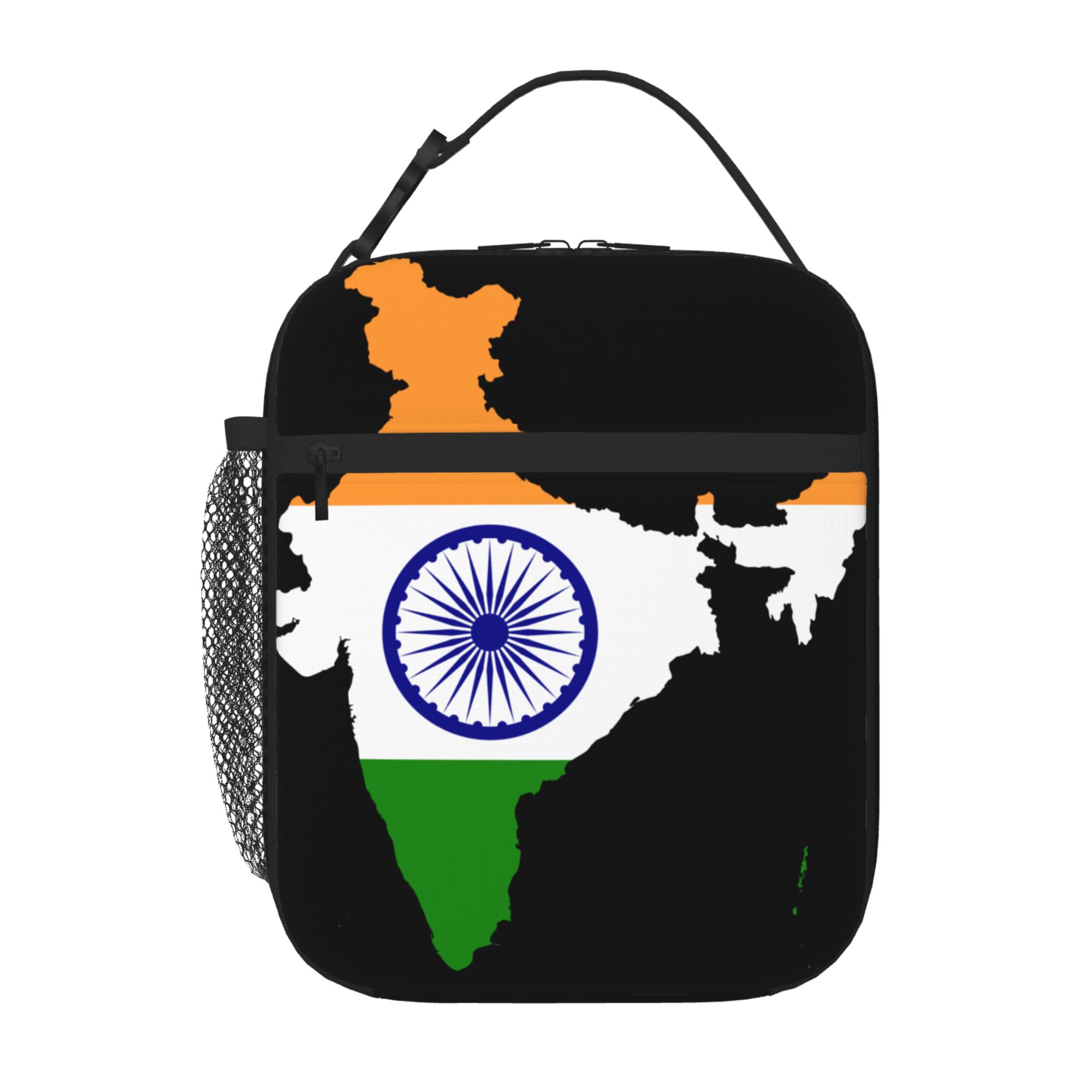 TEQUAN Portable Lunch Bag, India Geography Map Flag Pattern Reusable ...