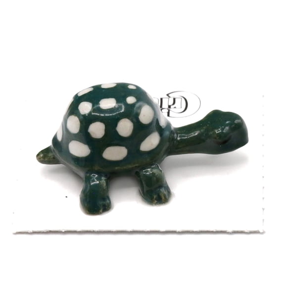 Little Critterz Turtle "Greene" Reptile Hand-painted - Home Decor Reptile Decorative Figurine Birthday Gift - Miniature Porcelain Figurine