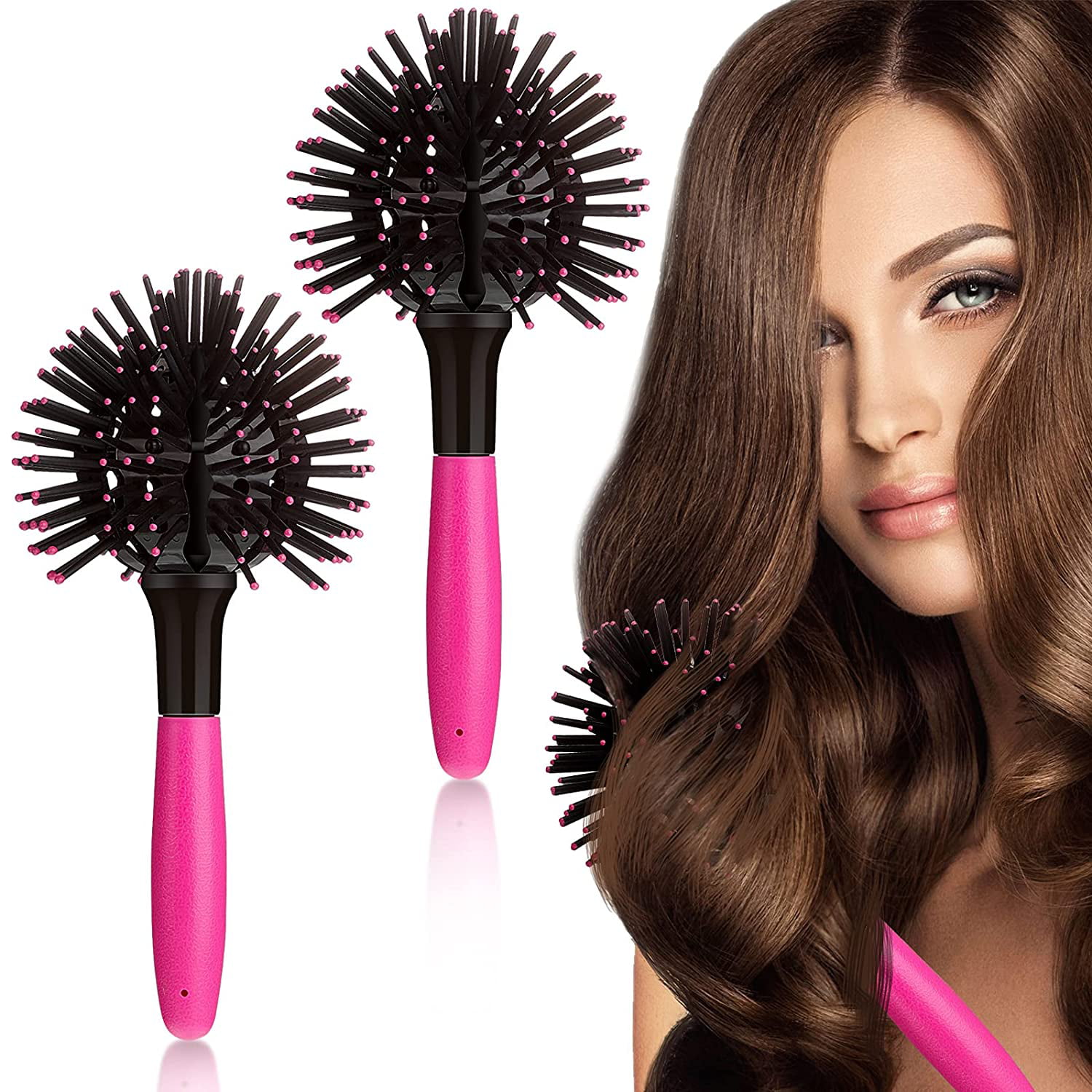 2 Pieces Ball Hair Brush 3D Bomb Curl Hair Brush Spherical Massage Comb 360  Degree Resistant Massage Salon Styling Comb Hairbrush Magic Versatile Hair  Tool for Home and Salon Making Curly Hair | Walmart Canada