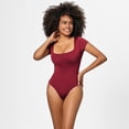 thumbnail image 6 of Eternatastic Women's Short Sleeve Tummy Control Bodysuits Sexy One Piece Square Neck Bodysuits, 6 of 6