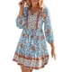 thumbnail image 1 of Gibobby Vestido De Mujer De Corte Vestido Corto De Mujer Con Cuello En V Con Cordones Bohemio Casual Estilo Resort Vestido Corto(Azul,M), 1 of 4