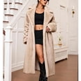 thumbnail image 2 of Women's Faux Fur Coat Shawl Collar Long Sleeve Maxi Length Single Button Warm Winter Jacket with Pockets Elegant Casual Fluffy Outerwear Beige, 2 of 9