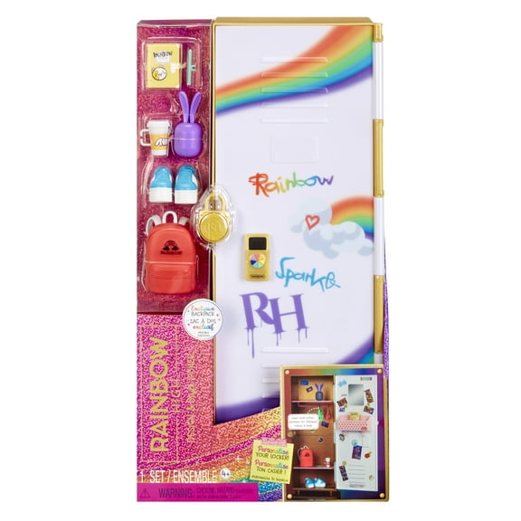 Rainbow High Design & Style Locker Playset with Shelves, Hangers, Accessories, Stickers, Kids Toy Gift Ages 4-12 