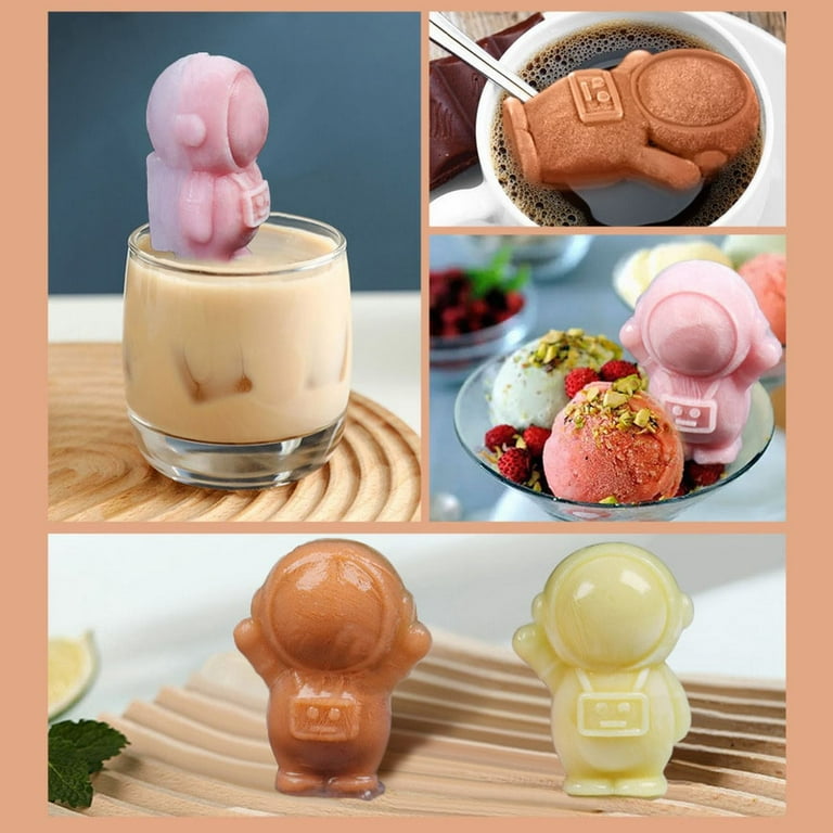 Pjtewawe Ice Cube Mold Cute Astronaut Ice Cube Fun Spaceman Shape Ice Cube  Tray 4 Astronaut Ice Balls For Drinks Ice Coffee Silicone Ice Chocolate