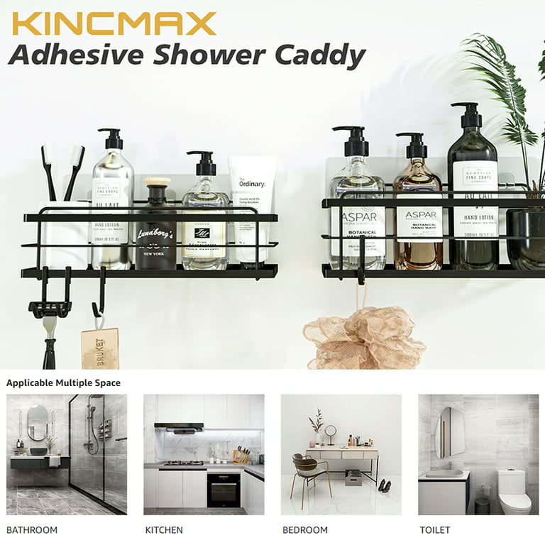 Shower Caddy Bathroom Shelf Adhesive Storage Organizer Matte Black 2ct  Kincmax for sale online