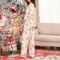 thumbnail image 5 of Women Christmas Pajamas Set Gingerbread Man Button Down Shirts Tops and Pants Sets Fall Winter Xmas Holiday Pj Sleepwear Loungewear, 5 of 7