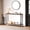 Retro color, variant on Modern Gold Narrow Console Table with Glass Shelf, Sturdy Metal Frame, Slim Entryway or Sofa Table for Living Room, Foyer, or Bedroom, Ideal Entrance Table, Gold, 105×30×81cm