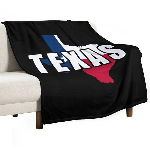 Texas Map Flag Super Soft Blanket Flannel Throw Blanket Flannel Microfiber Blankets for Couch Bed Sofa Fluffy and Warm 50"x60"