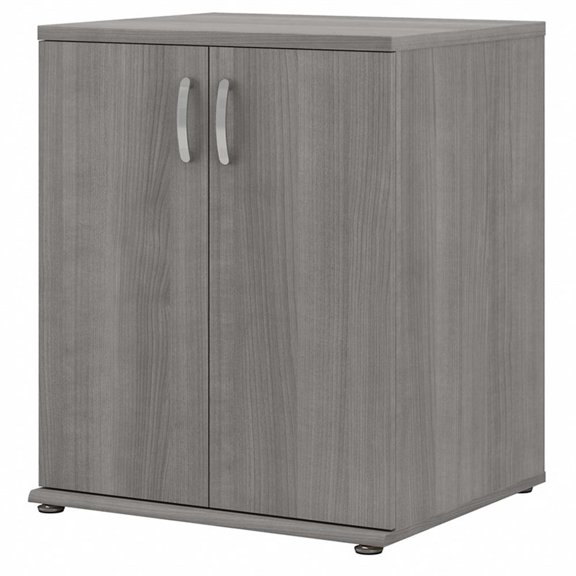 Pemberly Row Floor Storage Cabinet with Doors in Platinum Gray - Engineered Wood