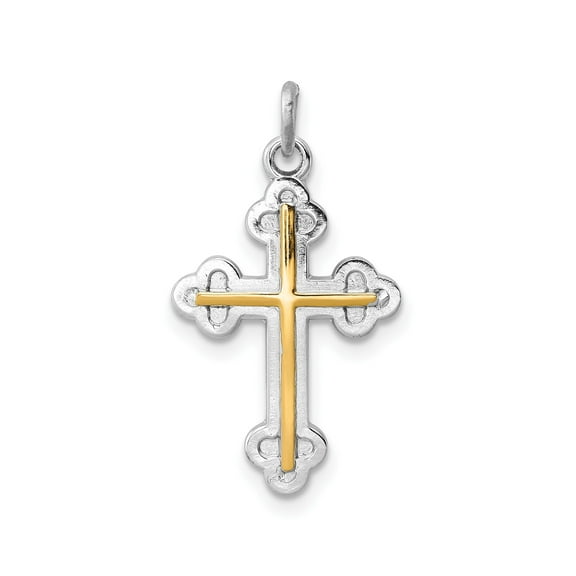 Gold Plated Two Tone Sterling Silver Cross Pendant Necklace for Men and Women Religious Jewelry with Classic Charm Design for Everyday or Formal Wear