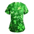 thumbnail image 3 of lcziwo St. Patrick's Day Scrub Tops for Women Cute Vneck Short Sleeve Green Shamrock Printed Nurse Holiday Working Uniforms with Pockets Multicolor XXL, 3 of 5