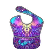 Bingfone Mess-Proof Baby Bib - Waterproof Bib For Baby Boy Or Girl With Food Catcher Pocket, Unisex-Elephant In Tribal Style