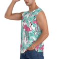 thumbnail image 3 of Lsque Flamingo Print Men's Cotton Blend Sleeveless Muscle Shirts (S-3XL)- Moisture Wicking, Odor Protection, UPF 30+,, 3 of 8