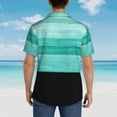 thumbnail image 6 of Xecao Teal Turquoise print Hawaiian shirt - a stylish short-sleeve button-down for men, perfect for casual beach and tropical outings., 6 of 9