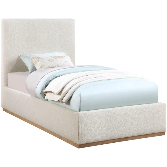 Maklaine Contemporary 52''H x 43.5''W x 82.5''D Cream Fabric Twin Bed
