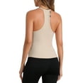 thumbnail image 3 of Allegra K Women's Slim-Fit Camisoles Ribbed Deep V-Neck Comi Workout Tank Top Beige S, 3 of 4