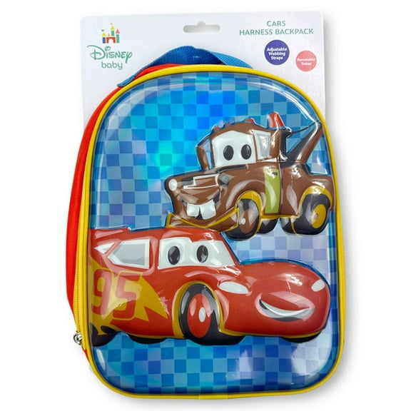 Disney Pixar 3D Mold Polyester Mini Backpack with Harness, Removable Tether, Red