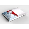 thumbnail image 2 of Ambesonne Snowman Pillow Sham 2 Pack, Funny Peaceful Woods, 36"x20", Red Bluegrey White, 2 of 3