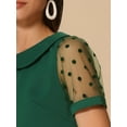 thumbnail image 5 of DARING DIVA Women's Polka Dots Mesh Peter Pan Collar Blouse XS Dark Green, 5 of 6