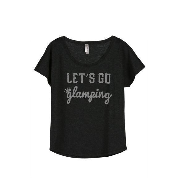 Thread Tank Lets Go Glamping Women's Relaxed Slouchy Dolman T-Shirt Tee Heather Black 2X-Large