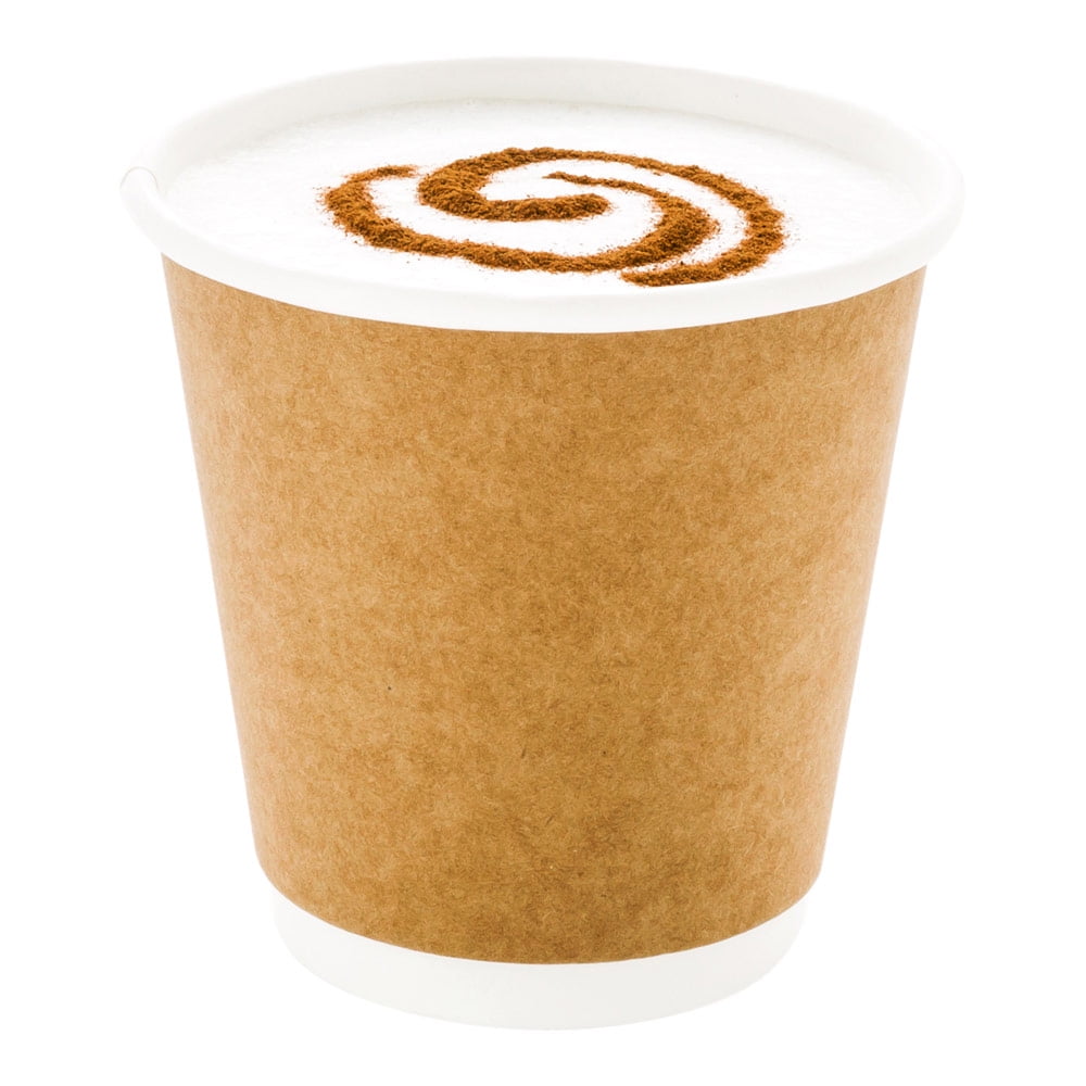 8 oz White Paper Coffee Cup - Double Wall - 3 1/2 x 3 1/2 x 3 1/4 - 500  count box