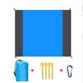 thumbnail image 1 of Manta de Picnic 210x200cm Manta de Playa Impermeable Resistente a la Arena Estera de Camping portátil con 4 Postes Azul, 1 of 6