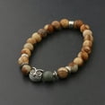 thumbnail image 3 of RSAMD Natural Gemstone Beads Buddha Head Beaded Men Womens Lava Bead Handmade Bracelet-505-28, 3 of 3