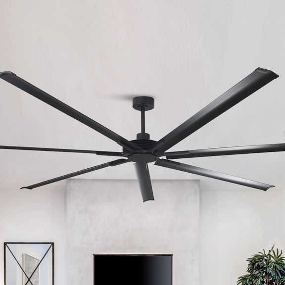 Parrot Uncle 84 Inch HVLS Ceiling Fans without Lights, Aluminum Blades Ceiling Fan, Black Large Fan for Porch Garage Shop Indoor, Remote Control, Reversible DC Motor, Timer