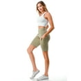 thumbnail image 4 of 2 Pack Women's High Waisted Long Biker Shorts With Pockets 9" Bermuda Length Active Short, 4 of 5