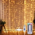 thumbnail image 1 of Window Curtain String Light 300 LED 8 Lighting Modes Fairy Lights Remote Control USB Powered Waterproof Lights for Christmas Bedroom Party Wedding Home Garden Wall Decorations,(Warm White), 1 of 8