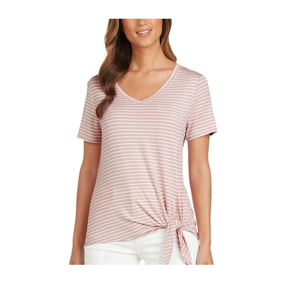 Matty M Women's Top Sz M Side Tie Short Sleeve T-Shirt Pink