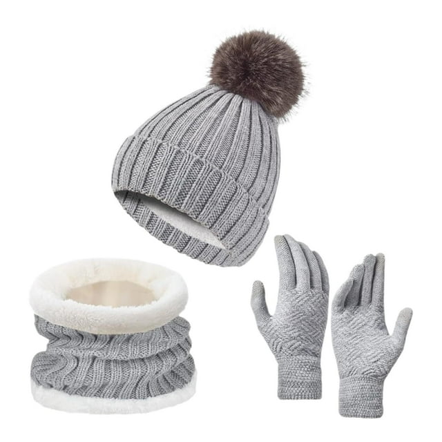 Conjunto de Gorro Bufanda y Guantes Jinwen de Invierno Gris