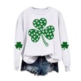 thumbnail image 4 of Moxiu St. Patricks Day Sweatshirts for Women Green Irish Clover Long Sleeve Sweatshirt Crewneck Shamrock Printed Pullover Tops 2025 White,L, 4 of 4