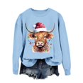 thumbnail image 1 of Chandail en Molleton Décontracté à Manches Longues pour Femmes, Imprimé Vache Western de Noël, 1 of 4
