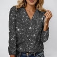 thumbnail image 2 of XDZJLR Womens Sparkly Sequin Tops Casual Loose Long Sleeve V Neck Elegant Glitter Shirts Blouses For Dressy Party Concert Disco S-Xxxxxl Black, 2 of 4