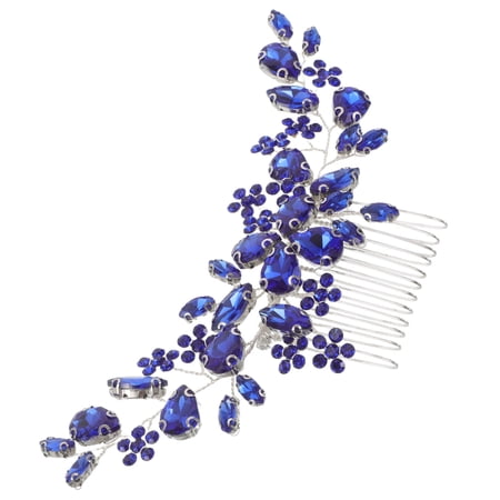 WESIEVYA Wedding Blue Rhinestone Hair Comb Decorative Bridal Hairpiece for Elegant Hairstyles